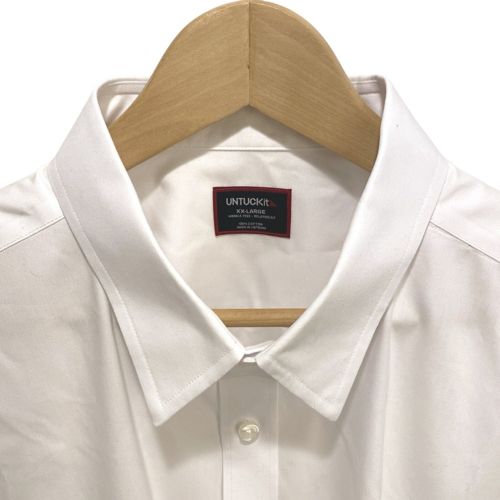 UNTUCKit Mens XXL White Wrinkle Free Relaxed Fit Button Down Long Sleeve Shirt